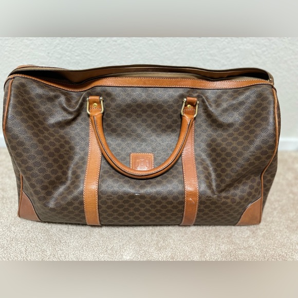 Celine Vintage Brown Macadam Boston Bag - Picture 1 of 16